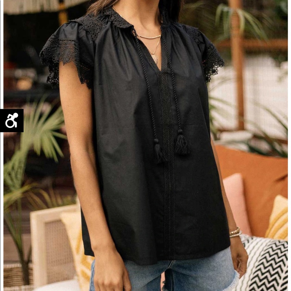 Mina Tie Neck Top in Black